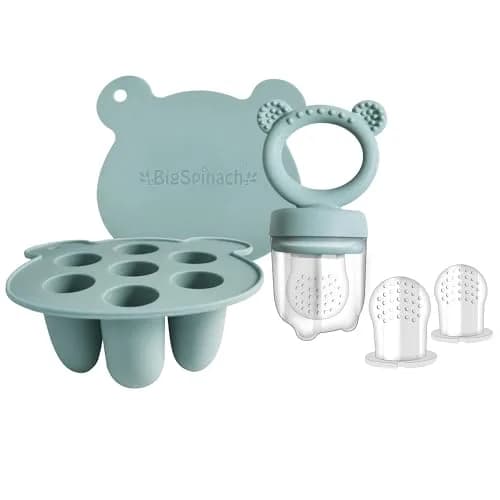 BIGSPINACH Silicone Baby Food Freezer Tray with Teething Popsicle Molds | Baby Fruit Feeder & Breastmilk Teether thumbnail 1