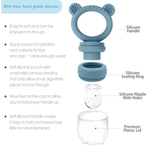 BIGSPINACH Silicone Baby Food Freezer Tray with Teething Popsicle Molds | Baby Fruit Feeder & Breastmilk Teether thumbnail 5