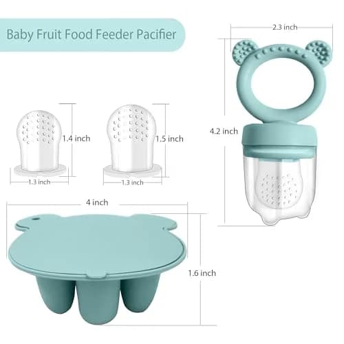 BIGSPINACH Silicone Baby Food Freezer Tray with Teething Popsicle Molds | Baby Fruit Feeder & Breastmilk Teether thumbnail 2