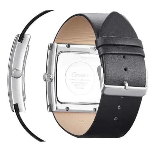 SIBOSUN Men's Square Watch Minimalist Quartz Analog Leather Strap Watch 40mm | Classic Silver Dial thumbnail 6