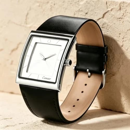 SIBOSUN Men's Square Watch Minimalist Quartz Analog Leather Strap Watch 40mm | Classic Silver Dial thumbnail 2