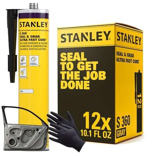 STANLEY S360 Seam Sealer Automotive 12 Pack | Ultra Fast Cure, Flexible & Durable, Gray thumbnail 1