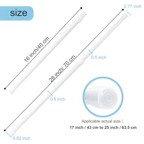 Goowin White Tension Rod 16-28 Inch | No Drilling Expandable Spring Tension Rods for Closet & Curtain thumbnail 3