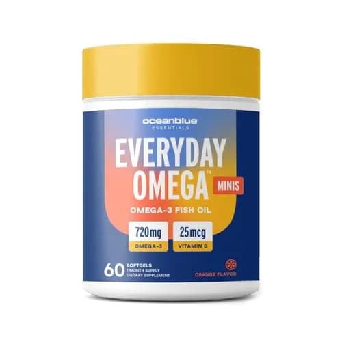 Oceanblue Essentials Omega-3 Mini Softgels 60ct | Heart & Immune Support with Vitamin D3 (70-120 chars) thumbnail 1