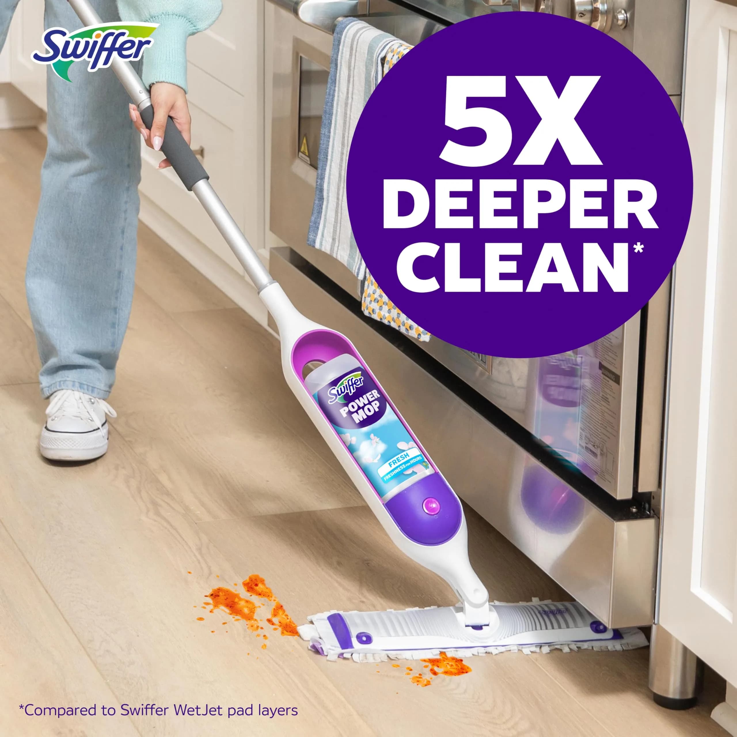 Swiffer PowerMop Multi-Surface Mop Kit with Fresh Scent, 2 Pads & Solution | USA Imported Floor Cleaner - view 9