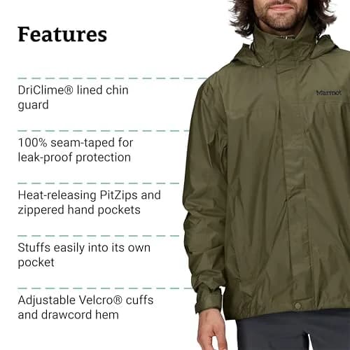 Marmot PreCip Eco Lightweight Waterproof Rain Jacket Large | Breathable & Eco-Friendly thumbnail 5