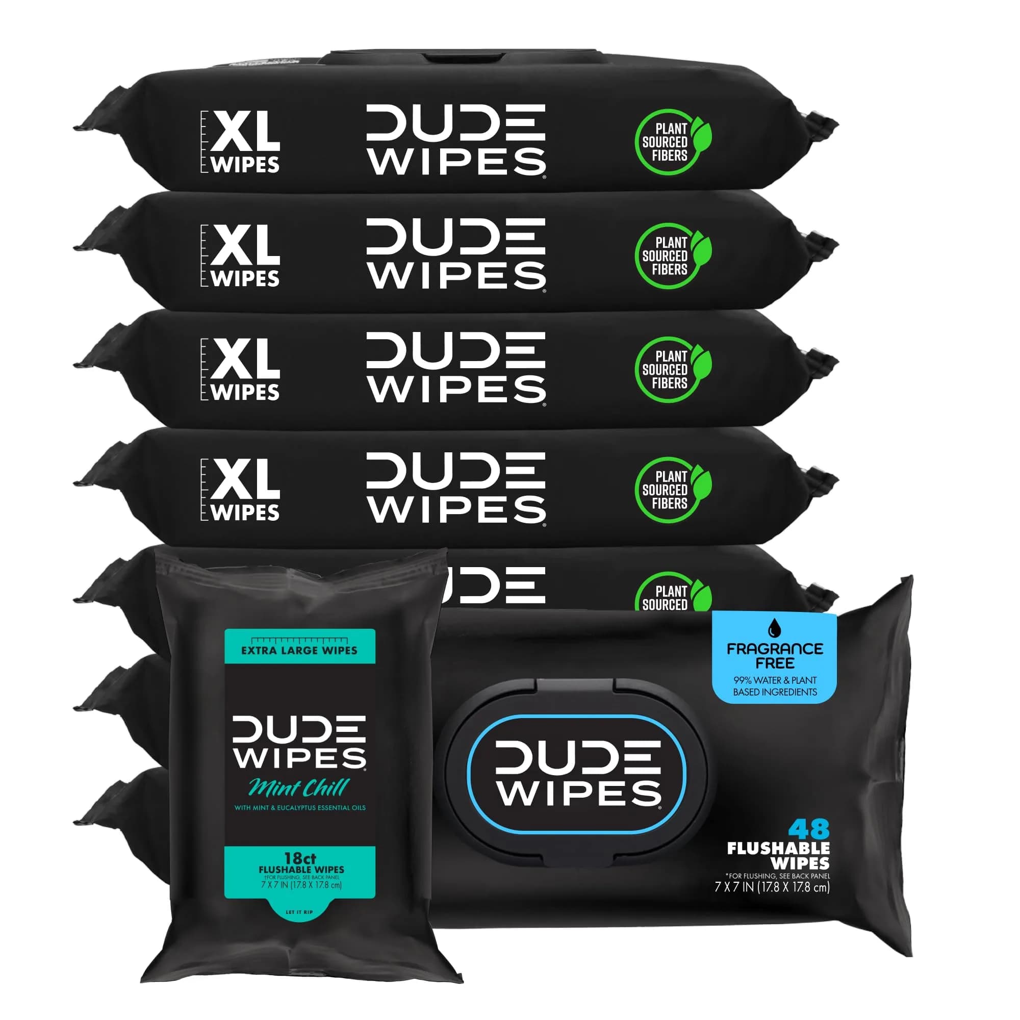 DUDE Wipes Unscented Adult Flushable Wipes & Mint Travel Pack 402 Count | Gentle, Eco-Friendly & Septic Safe — Fragrance Free
