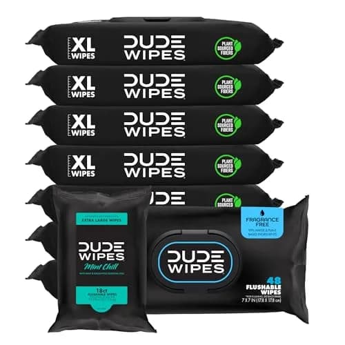 DUDE Wipes Unscented Adult Flushable Wipes & Mint Travel Pack 402 Count | Gentle, Eco-Friendly & Septic Safe thumbnail 1