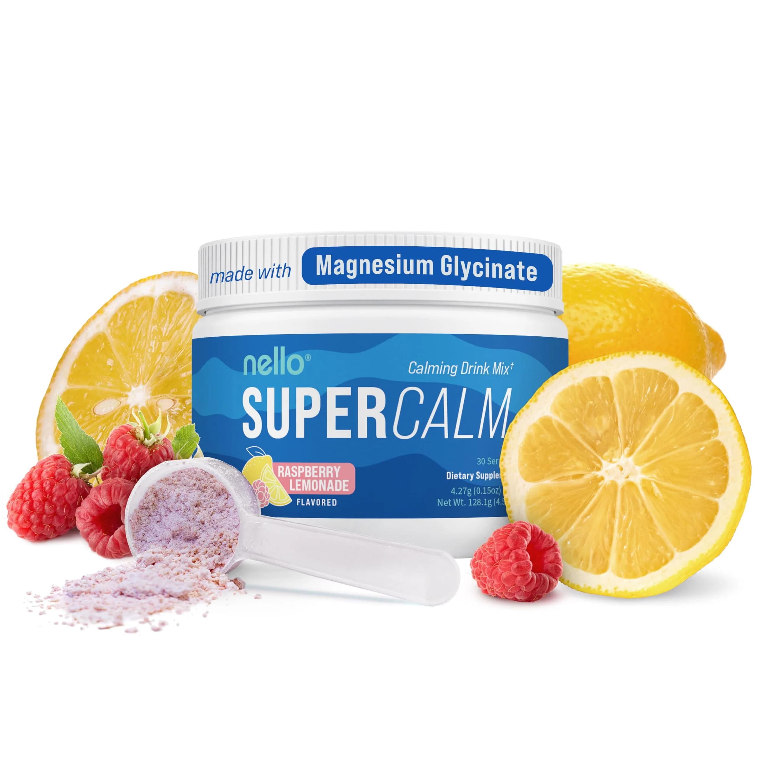 Nello Supercalm Raspberry Lemonade Powdered Drink Mix Tub, 30 Servings | Supports Calm & Sleep - main product image