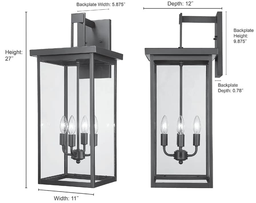 ML Lighting Barkeley Collection 27" Modern Four Bulb Wall Sconce | Anti-Rust Powder Coat Black thumbnail 6