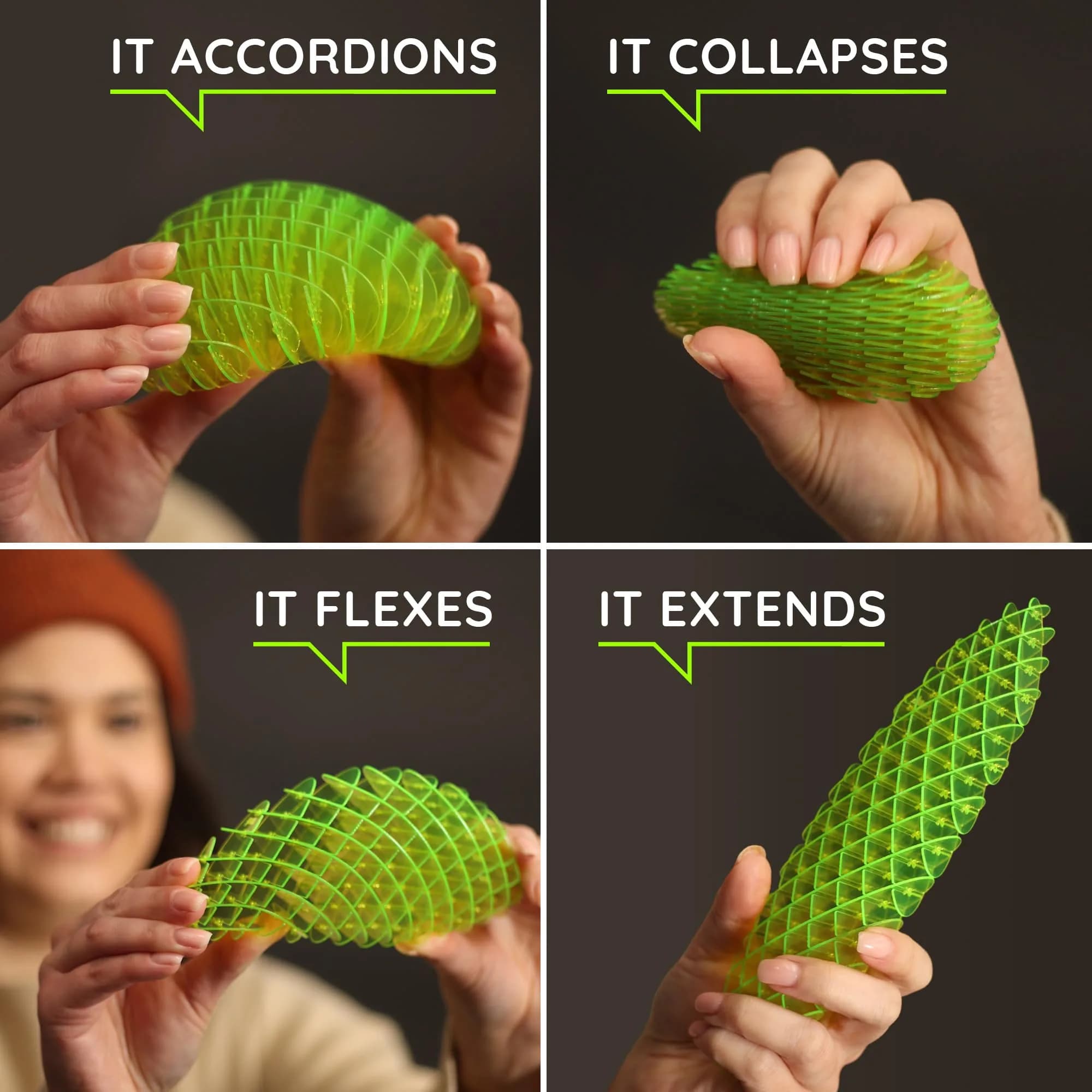 morf Small Green Flexible Fidget Worm Toy | Sensory Slug Toy for Kids, Teens, Adults - view 3