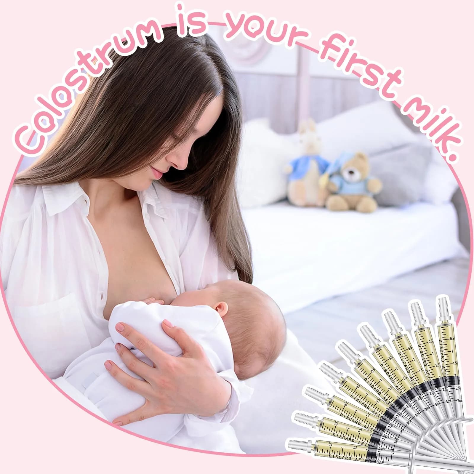 TrelaCo 3ml Colostrum Syringes with Caps & 20ml Cup (100 Sets) | Sterile, Needle-Free Harvesting for Breast Milk Storage - view 6