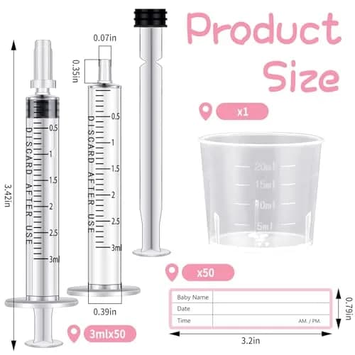 TrelaCo 3ml Colostrum Syringes with Caps & 20ml Cup (100 Sets) | Sterile, Needle-Free Harvesting for Breast Milk Storage thumbnail 2
