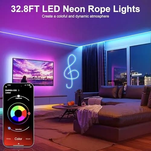 Nexillumi Neon LED Rope Lights 32.8FT | Waterproof RGB Strip for Bedroom & Outdoors thumbnail 2