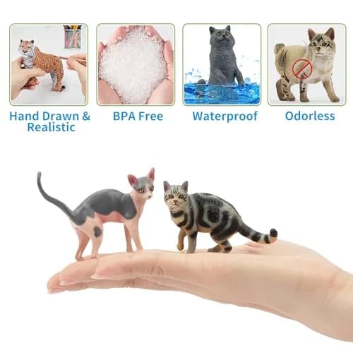EYSCOTA 12PCS Cat Figurines | Realistic Kitten Toys & Cake Toppers for Kids & Children thumbnail 4