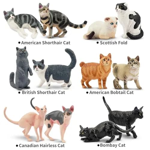 EYSCOTA 12PCS Cat Figurines | Realistic Kitten Toys & Cake Toppers for Kids & Children thumbnail 2