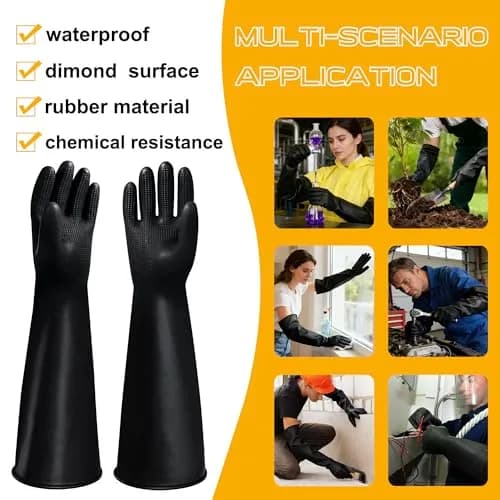 Nobgum 22-inch Chemical Resistant Latex Gloves | Heavy Duty Industrial Safety Work Gauntlets for Men thumbnail 4