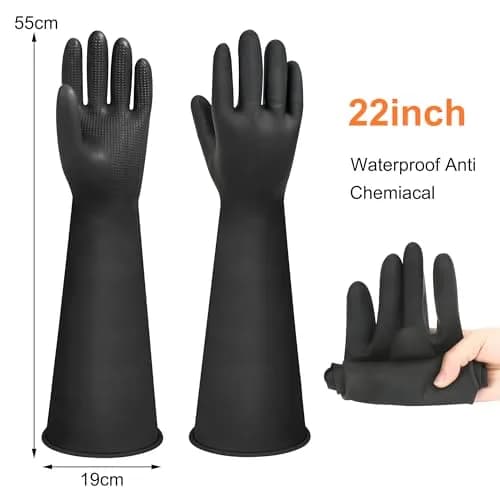 Nobgum 22-inch Chemical Resistant Latex Gloves | Heavy Duty Industrial Safety Work Gauntlets for Men thumbnail 2