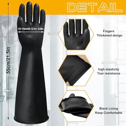 Nobgum 22-inch Chemical Resistant Latex Gloves | Heavy Duty Industrial Safety Work Gauntlets for Men thumbnail 3