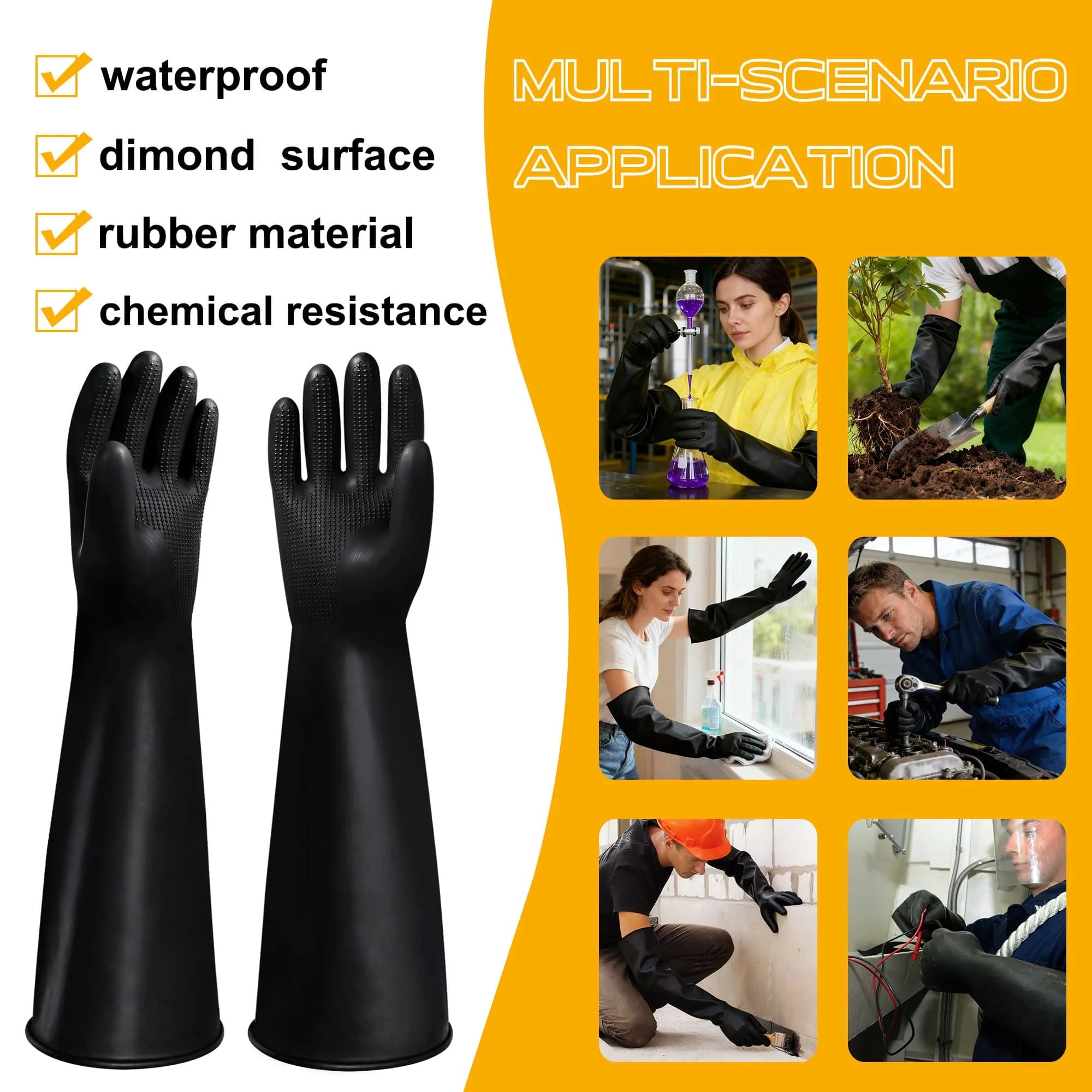 Nobgum 22-inch Chemical Resistant Latex Gloves | Heavy Duty Industrial Safety Work Gauntlets for Men - view 4