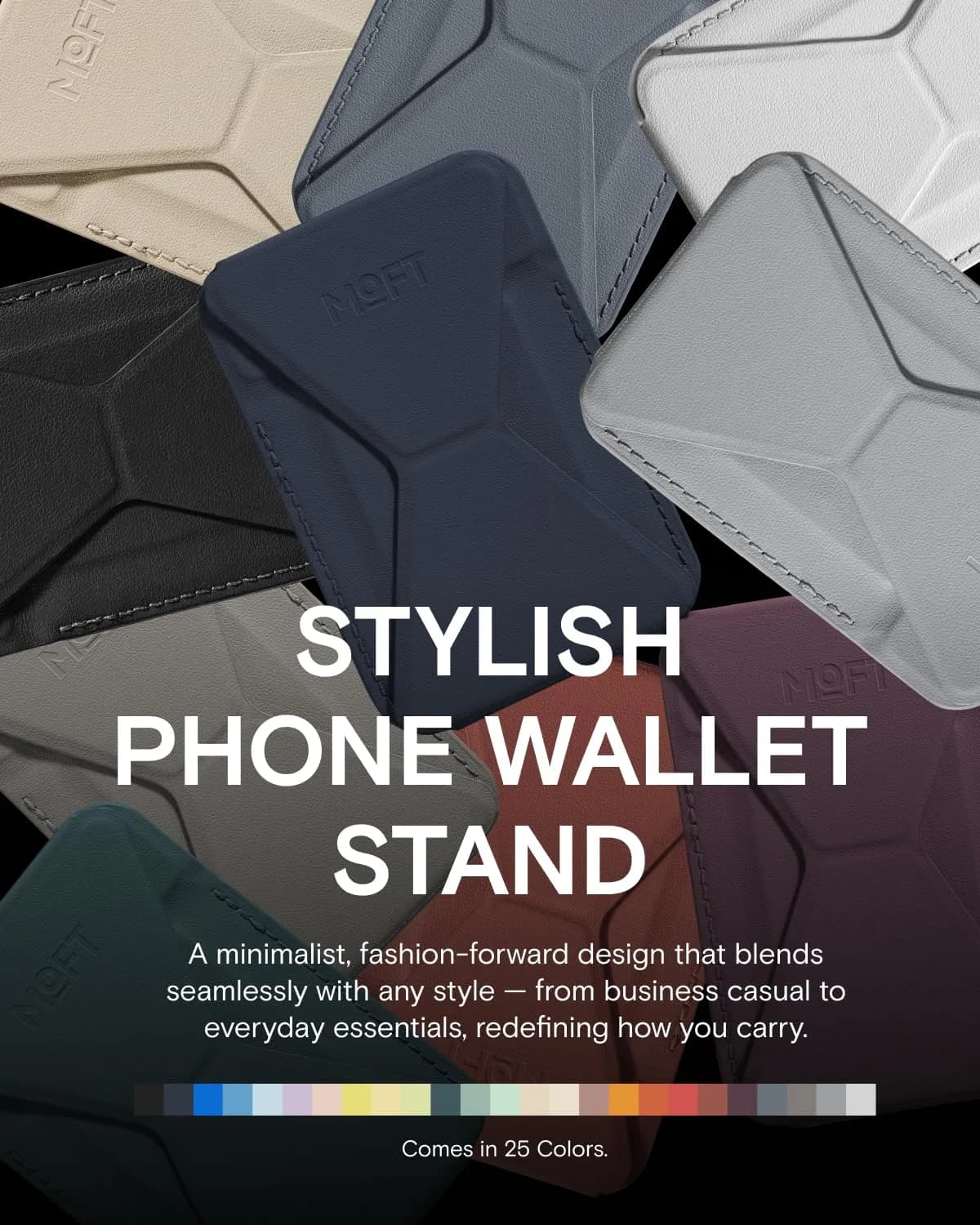 MOFT Magnetic Wallet Stand for iPhone 12-17 Series, Navy Blue | Slim 3-in-1 MagSafe Compatible Phone Stand & Card Holder - view 7