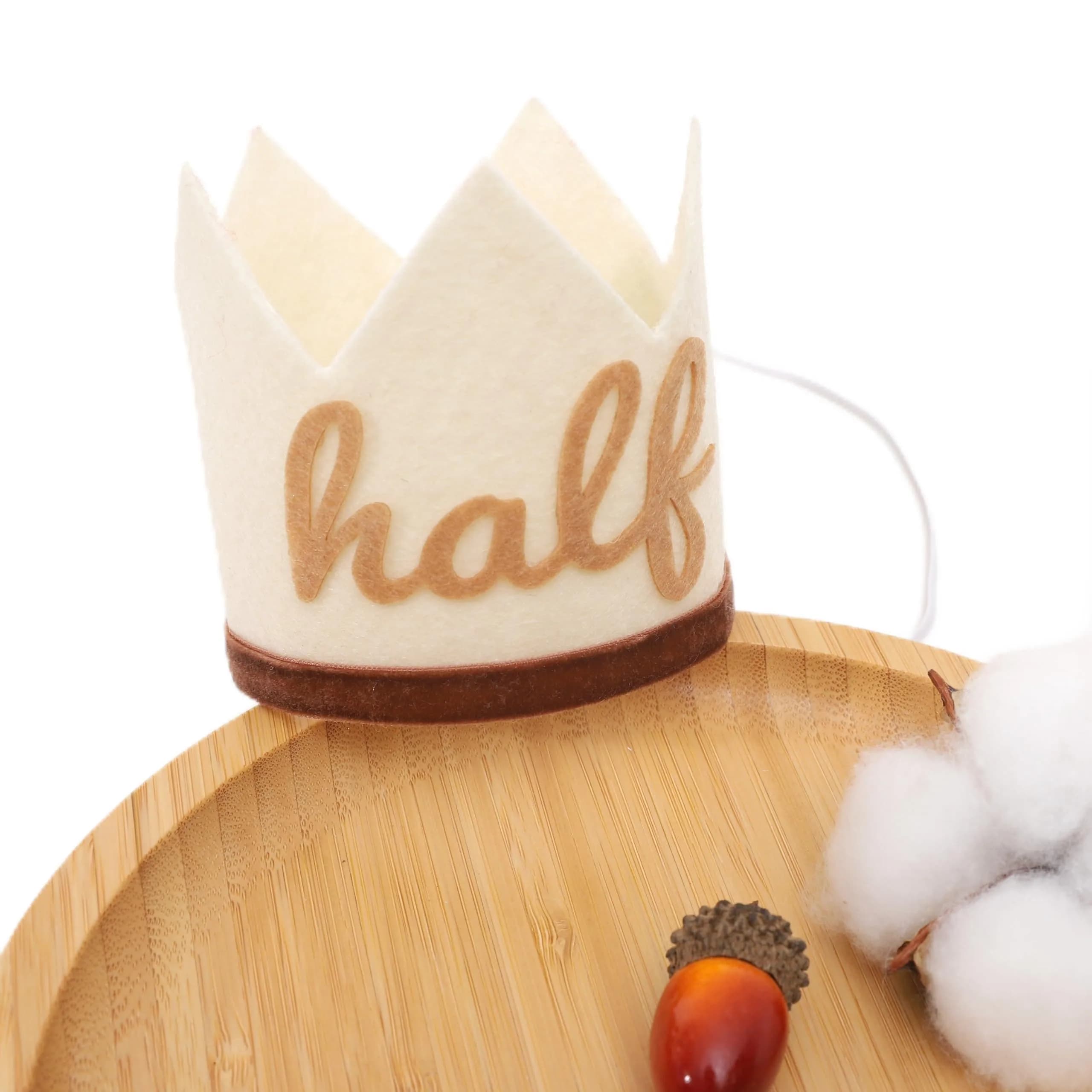 Agkvw Half Birthday Crown - Boho Cake Smash Prop, 6 Months Hat for Boys in Brown | Rustic Boho Party Accessory