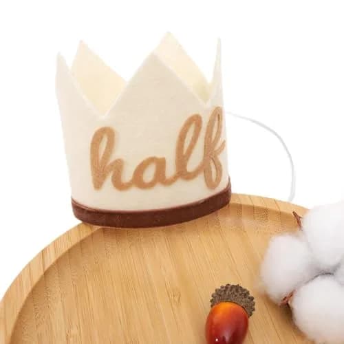 Agkvw Half Birthday Crown - Boho Cake Smash Prop, 6 Months Hat for Boys in Brown | Rustic Boho Party Accessory thumbnail 1