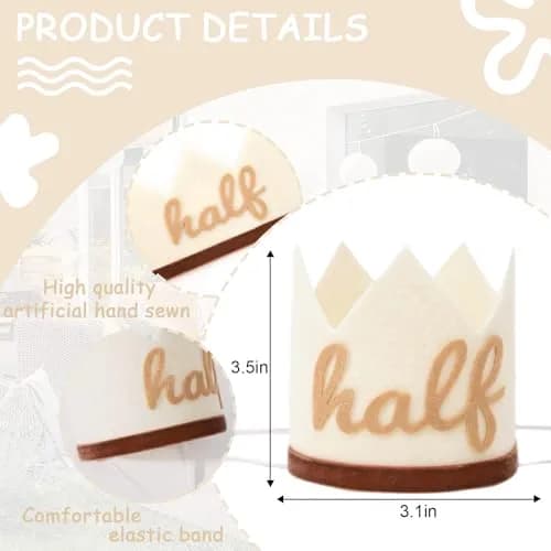 Agkvw Half Birthday Crown - Boho Cake Smash Prop, 6 Months Hat for Boys in Brown | Rustic Boho Party Accessory thumbnail 4