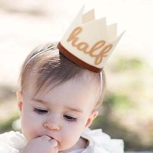 Agkvw Half Birthday Crown - Boho Cake Smash Prop, 6 Months Hat for Boys in Brown | Rustic Boho Party Accessory thumbnail 2