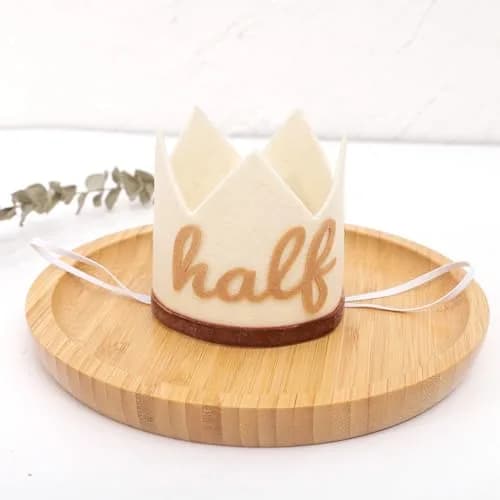 Agkvw Half Birthday Crown - Boho Cake Smash Prop, 6 Months Hat for Boys in Brown | Rustic Boho Party Accessory thumbnail 3