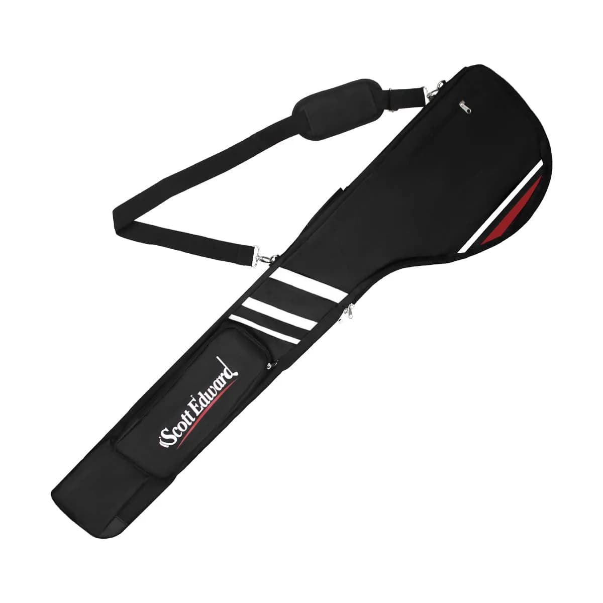 Scott Edward Foldable Golf Club Carry Bag, Portable Sunday Pencil Bag, Lightweight Waterproof Training Case, Holds 7-12 Clubs (Black White Red, 122cm/48in) - main product image