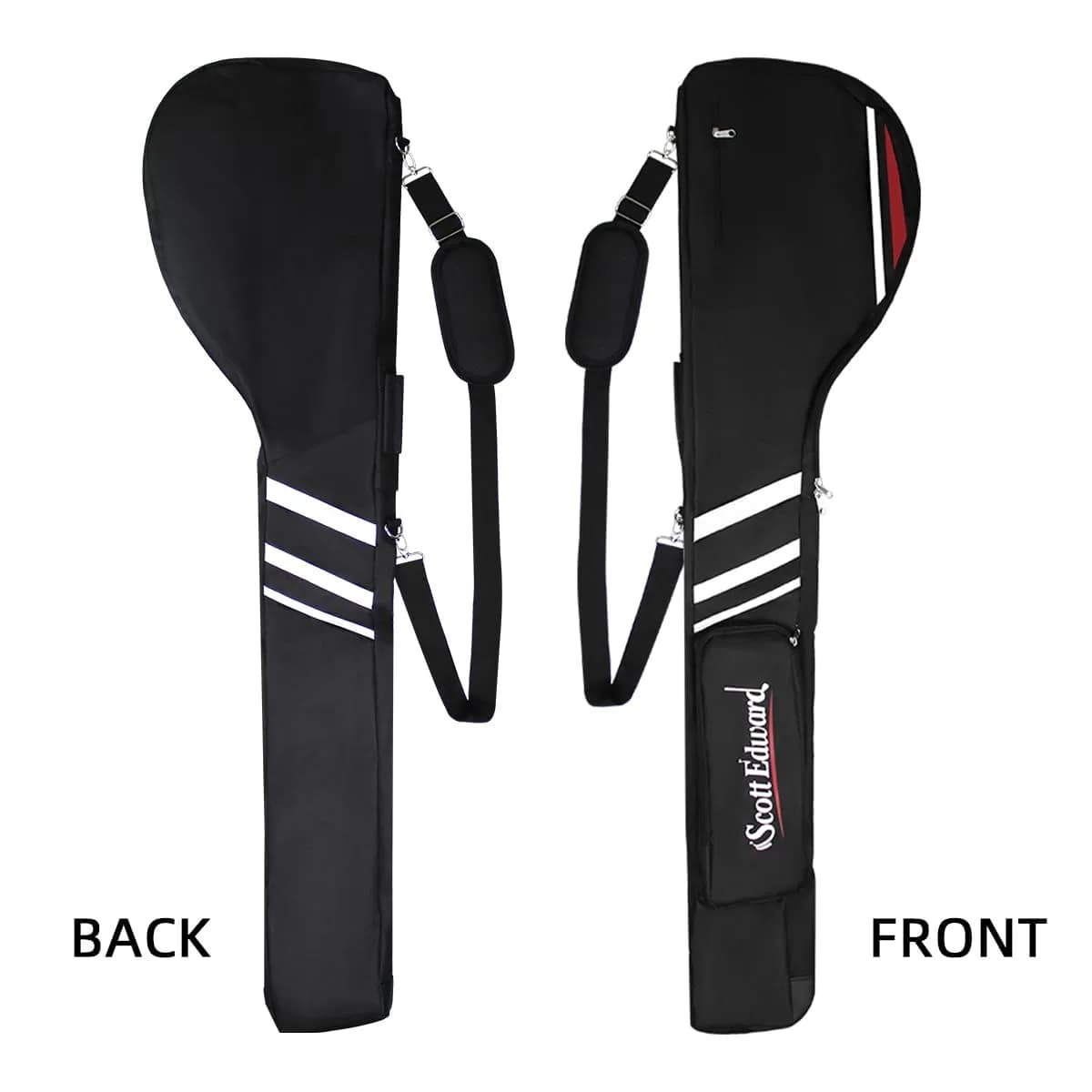 Scott Edward Foldable Golf Club Carry Bag, Portable Sunday Pencil Bag, Lightweight Waterproof Training Case, Holds 7-12 Clubs (Black White Red, 122cm/48in) - view 2