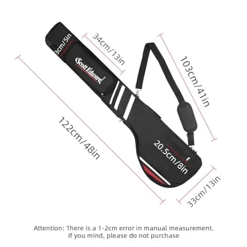 Scott Edward Foldable Golf Club Carry Bag, Portable Sunday Pencil Bag, Lightweight Waterproof Training Case, Holds 7-12 Clubs (Black White Red, 122cm/48in) thumbnail 3