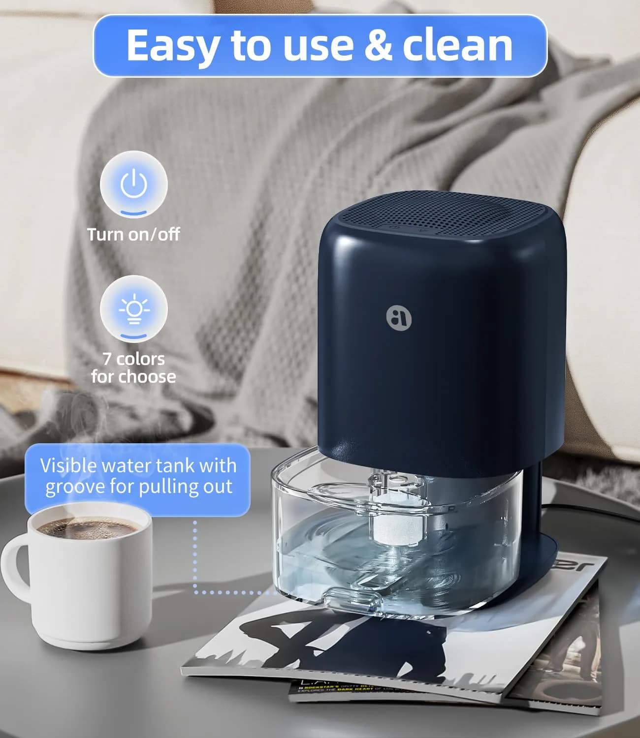 TABYIK 35 OZ Dehumidifier for Bedroom RV, Quiet Operation, 1000ml (35oz) Tank | Moisture Removal for 280 sq ft Rooms - view 5