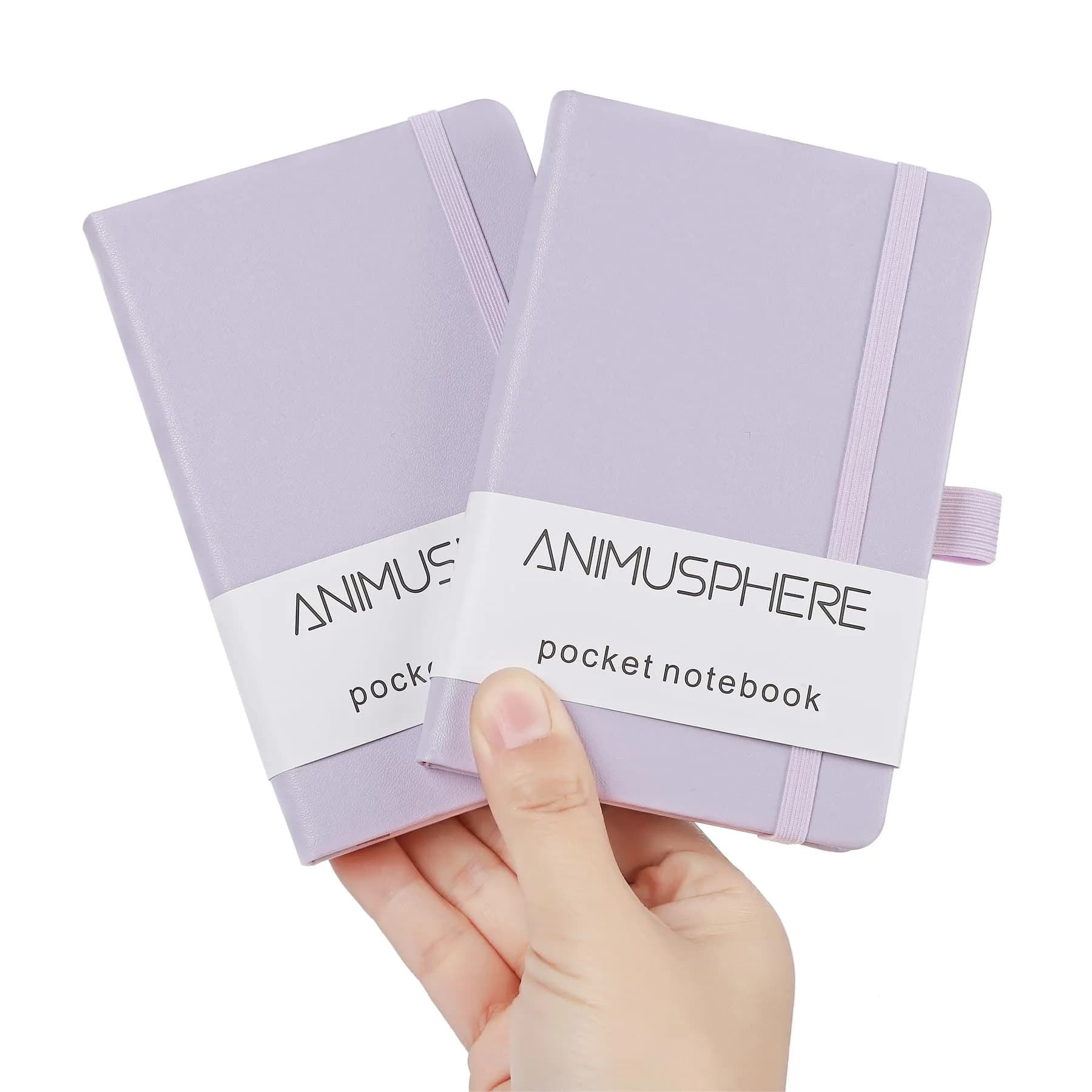 Animusphere Purple 2-Pack Pocket Notebook: Small Journal, 4" x 5.7", 200 Pages, Leather Cover - main product image