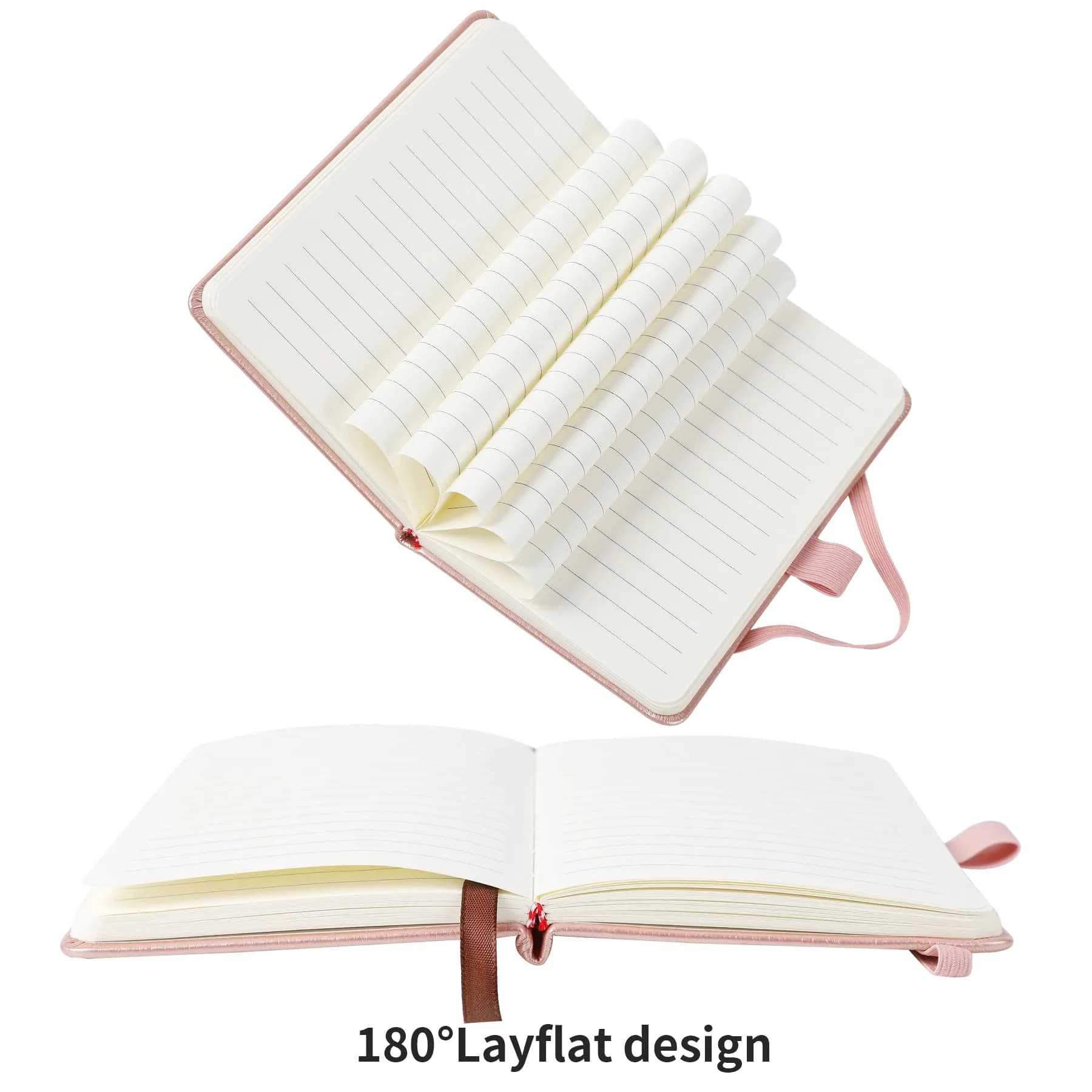 Animusphere Rose Gold 2-Pack Pocket Notebook, 4" x 5.7", Leather Cover with Pen Holder - view 2