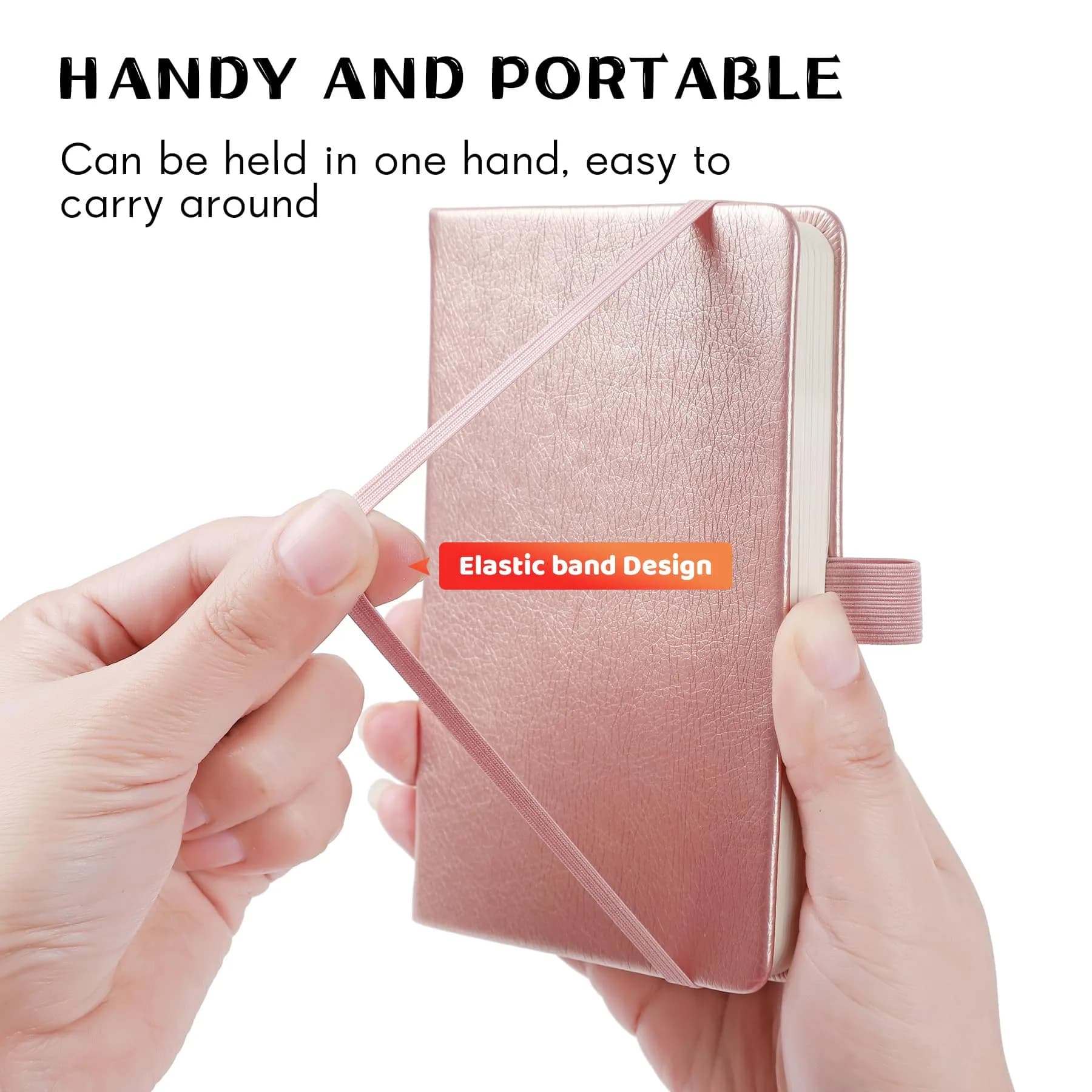 Animusphere Rose Gold 2-Pack Pocket Notebook, 4" x 5.7", Leather Cover with Pen Holder - view 4