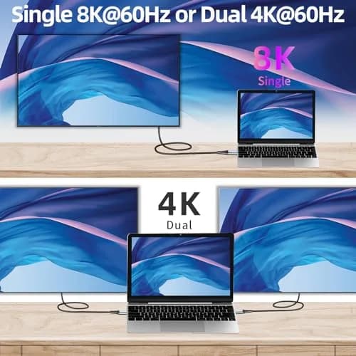 Talmosal 240W Thunderbolt 4 Cable 10 ft Support 8K@60Hz, 4K@144Hz 40Gbps/240W PD Charging for MacBook, iPhone 17, SSD, eGPU thumbnail 3