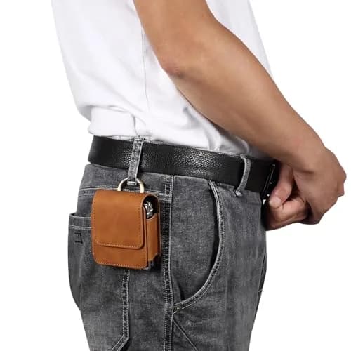 ZZ HZYISIDA Faux Leather Phone Holster Pouch Belt Clip for Motorola Razr+ 2025/2024, Razr 50 Ultra, Samsung Galaxy Z Flip 6/5/4, Brown | Fits Phones Up to 6.7 Inches thumbnail 7