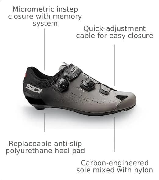 Sidi Cycling Shoes Genius 10 Carbon Sole | Men's Road Bike Shoes for Racing & Leisure thumbnail 4