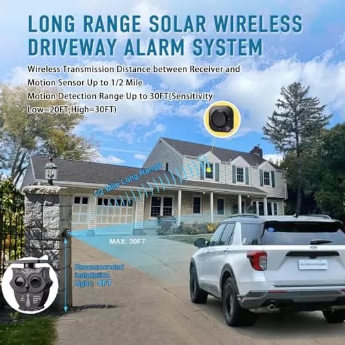 BetterLink Solar Wireless Driveway Alarm 1/2 Mile Range | 1 Receiver & 1 Sensor Grey thumbnail 2