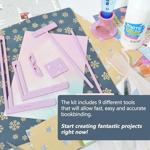 UPTTHOW 9Pcs Bookbinding Easy Scrapbooking Tool for Notebook Calender | Resilient Plastic Templates for Creative Projects thumbnail 4