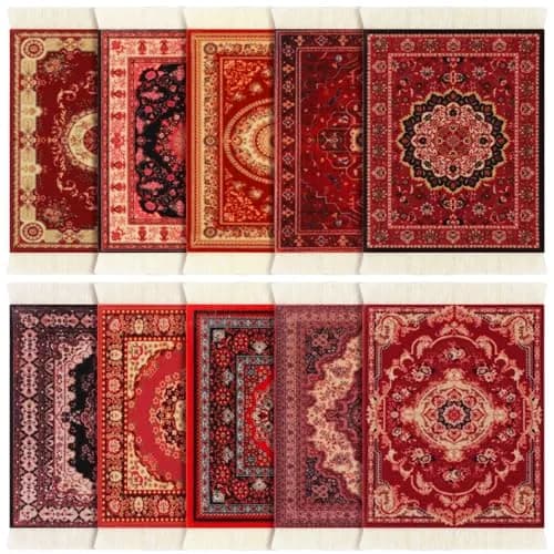 Preboun Rug Style Coasters Set of 10 | Vibrant Oriental Rug Design for Home & Office thumbnail 1