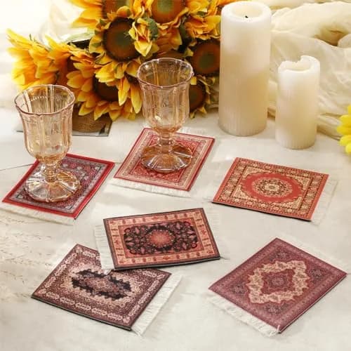 Preboun Rug Style Coasters Set of 10 | Vibrant Oriental Rug Design for Home & Office thumbnail 6