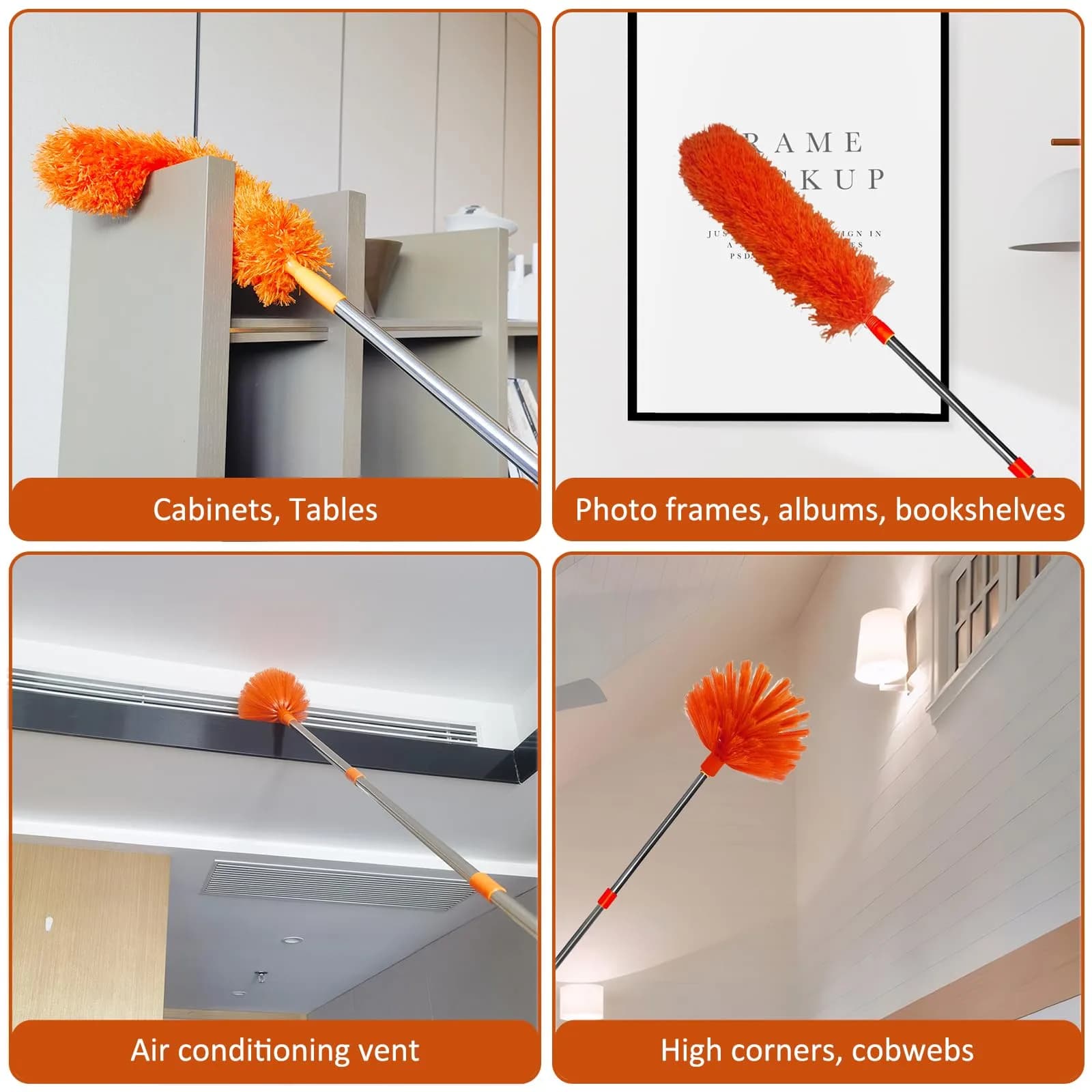 Tockrop High Reach Duster Kit with 20 ft Extension Pole & 2 Heads | Bendable & Washable for Ceiling Fans, Corners - view 3
