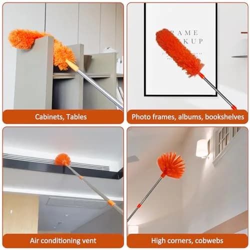Tockrop High Reach Duster Kit with 20 ft Extension Pole & 2 Heads | Bendable & Washable for Ceiling Fans, Corners thumbnail 3