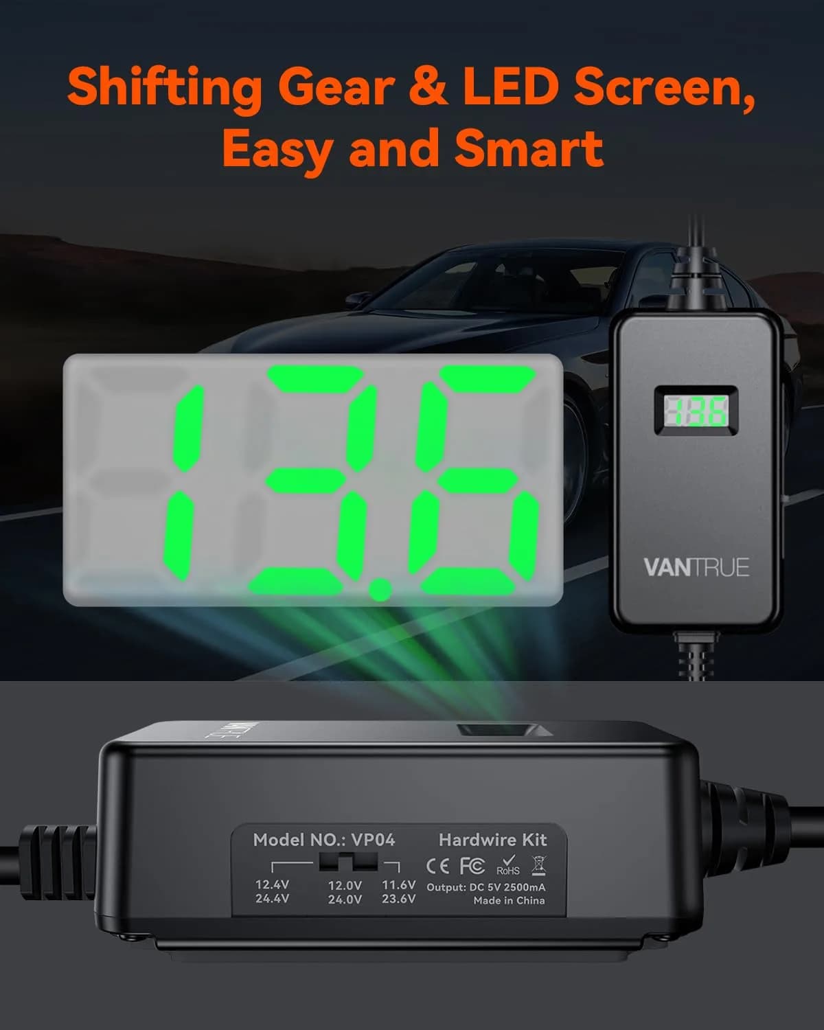 VANTRUE LED Screen OBD Hardwire Power Cable 3.05m (10ft) | Smart Low Voltage Protection for Parking Mode - view 3