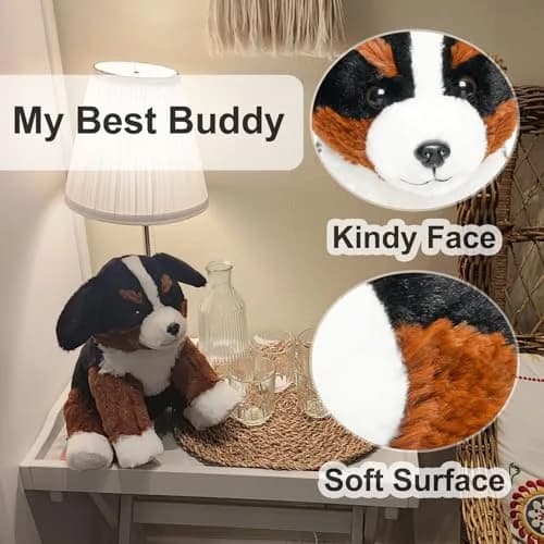 WEIGEDU Bernese Mountain Dog Stuffed Animal Puppy Plush Toy 30cm (12 Inches) | Realistic Tricolor Fur, Soft Polyester thumbnail 3