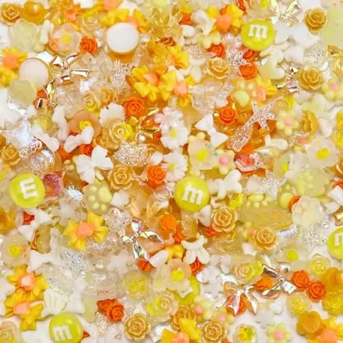 Briskbloom 320PCS Yellow Assorted 3D Nail Charms | Cute Flower Bow & Heart Shapes for Nail Art & DIY Crafts thumbnail 3
