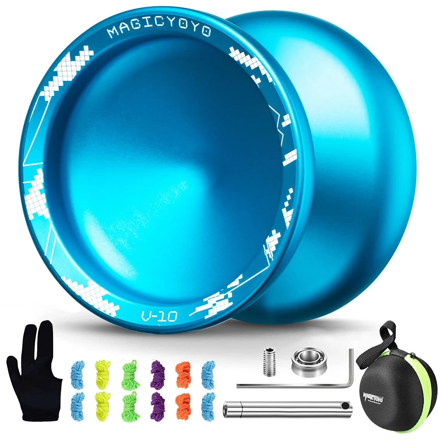 MAGICYOYO Pack of 2 Yo-yos | Responsive & Unresponsive Yoyo for Kids & Adults (Blue Red & Black) | Durable Plastic & Aluminum — V10 Blue